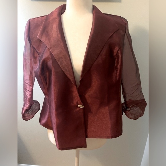 Alex Evenings burgundy taffeta jacket, size SP - Picture 1 of 6